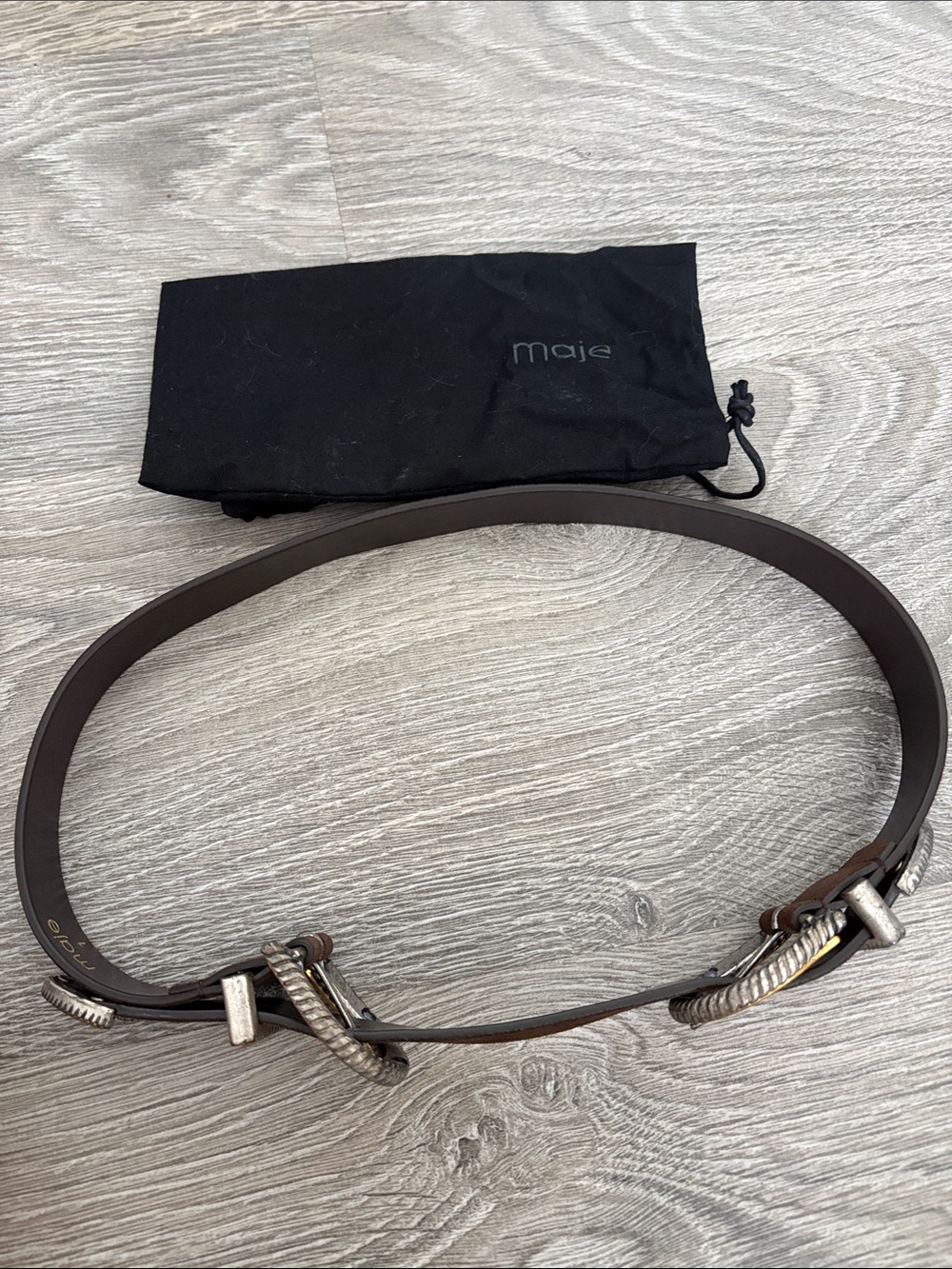 Maje Skinny suede belt with double buckle - Picture 2 of 3